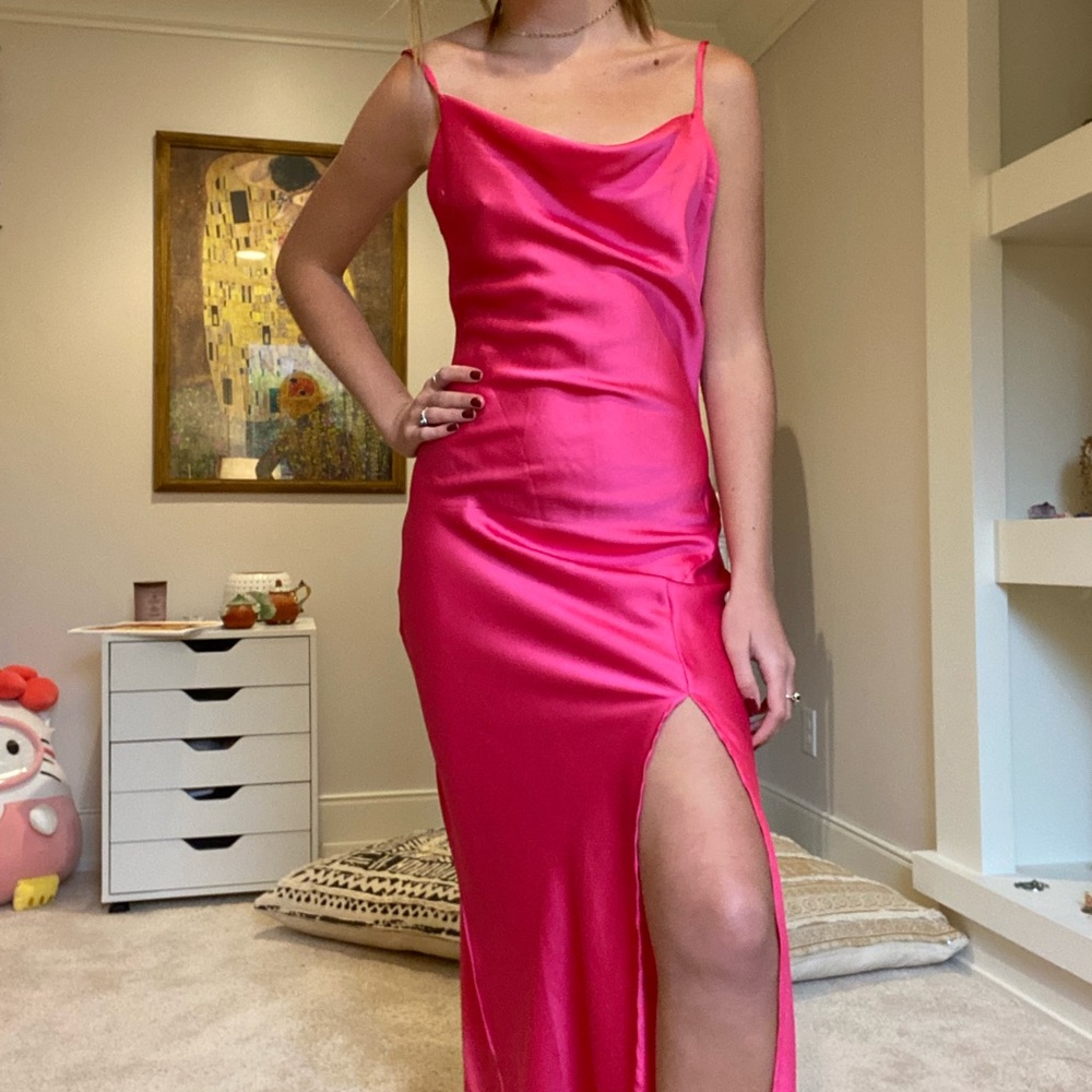 Hot Pink Midi Slip Dress